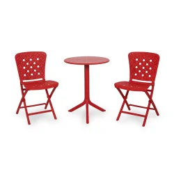 Stół SPRITZ czerwony + 2 krzesła ZAC SPRING czerwony