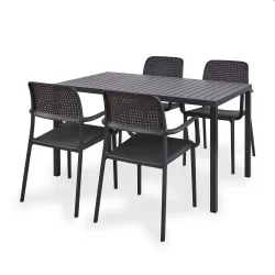 Stół CUBE 140x80 antracite/antracytowy + 4 krzesła BORA antracite/antracytowy