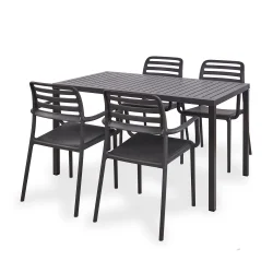 Stół CUBE 140x80 antracytowy + 4 krzesła COSTA antracytowy