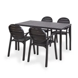 Stół CUBE 140x80 antracite/antracytowy + 4 krzesła PALMA antracite/antracytowy
