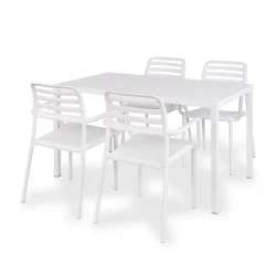 Stół CUBE 140x80 bianco/biały + 4 krzesła COSTA bianco/biały