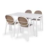 Stół CUBE 140x80 bianco/biały + 4 krzesła PALMA bianco tortora/biało brązowy