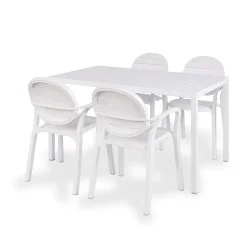 Stół CUBE 140x80 bianco/biały + 4 krzesła PALMA bianco/biały