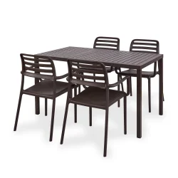 Stół CUBE 140x80 ciemnobrązowy + 4 krzesła COSTA ciemnobrązowy