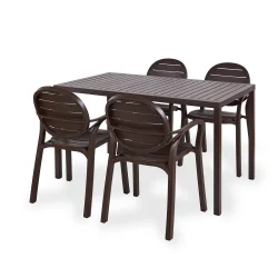 Stół CUBE 140x80 caffe/ciemnobrązowy + 4 krzesła PALMA caffe/ciemnobrązowy
