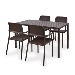 Stół CUBE 140x80 ciemnobrązowy + 4 krzesła RIVA ciemnobrązowy