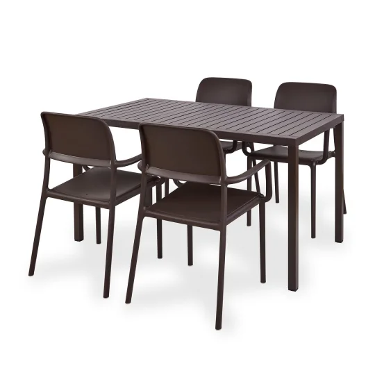 Stół CUBE 140x80 caffe/ciemnobrązowy + 4 krzesła RIVA caffe/ciemnobrązowy