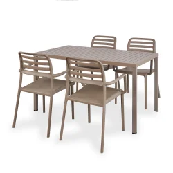 Stół CUBE 140x80 tortora/brązowy + 4 krzesła COSTA tortora/brązowy