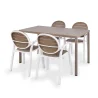 Stół CUBE 140x80 brązowy + 4 krzesła PALMA  biało brązowo
