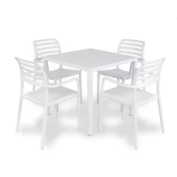 Stół CUBE 80 bianco/biały + 4 krzesła COSTA bianco/biały