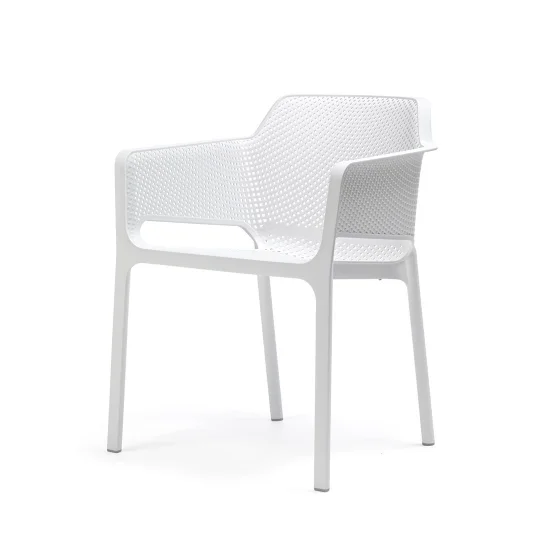 Stół CUBE 80 bianco/biały + 4 krzesła NET bianco/biały - Zdjęcie 5