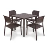 Stół CUBE 80 caffe/ciemnobrązowy + 4 krzesła BORA caffe/ciemnobrązowy