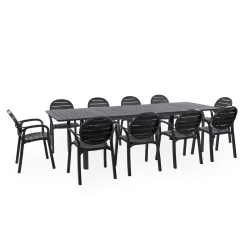 Stół rozkładany ALLORO 210/280 antracite/antracytowy + 10 krzeseł PALMA antracite/antracytowy