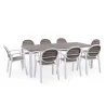 Stół rozkładany ALLORO 210 biało brązowy + 8 krzeseł PALMA biało brązowy