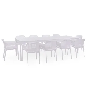 Stół rozkładany RIO 210 biały + 10 krzeseł NET biały