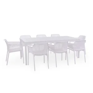 Stół rozkładany RIO 210/280 bianco/biały + 8 krzeseł NET bianco/biały