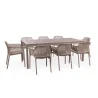 Stół rozkładany RIO 210/280 tortora/brązowy + 8 krzeseł NET tortora/brązowy