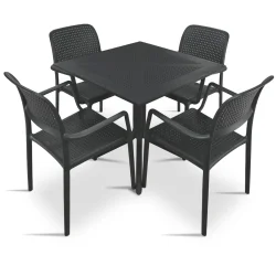 Stół CLIP 70 antracytowy + 4 krzesła Bora antracytowy