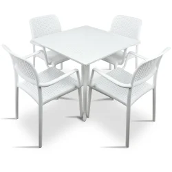 Stół CLIP 70 bianco/biały + 4 krzesła Bora bianco/biały