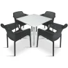 Stół CLIP 70 bianco/biały + 4 krzesła NET antracite/antracytowy