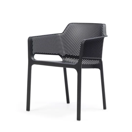 Stół CLIP 70 bianco/biały + 4 krzesła NET antracite/antracytowy - Zdjęcie 2