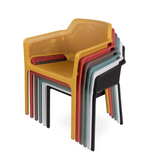 Stół CLIP 70 bianco/biały + 4 krzesła NET antracite/antracytowy - Zdjęcie 11