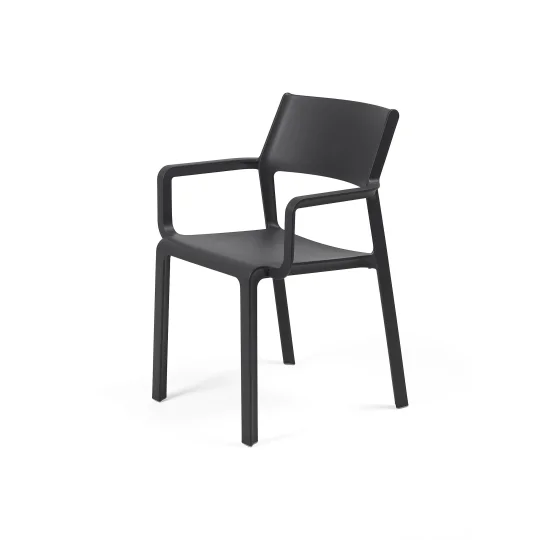 Stół CLIP 70 bianco/biały + 4 krzesła TRILL ARMCHAIR antracite/antracytowy - Zdjęcie 2