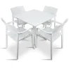 Stół CLIP 70 biały + 4 krzesła TRILL ARMCHAIR biały