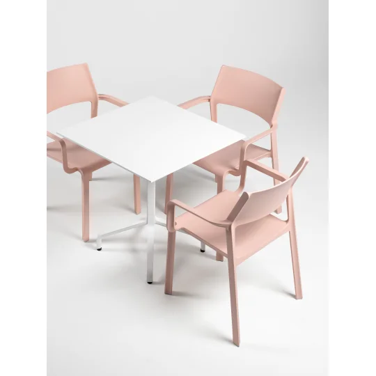 Stół CLIP 70 bianco/biały + 4 krzesła TRILL ARMCHAIR bianco/biały - Zdjęcie 5