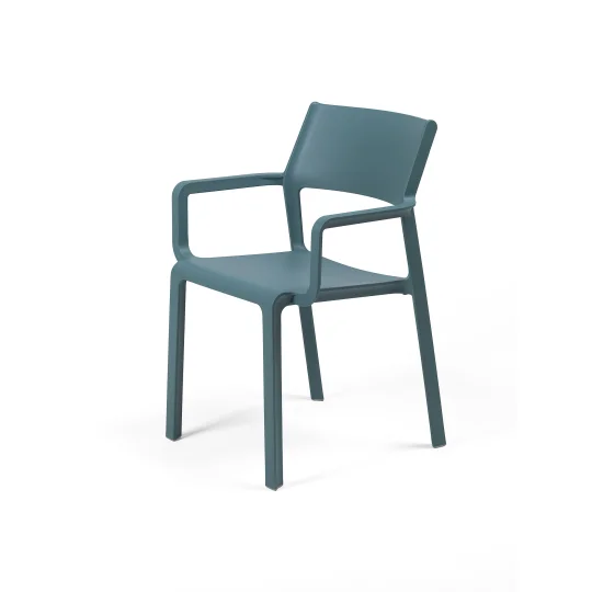 Stół CLIP 70 bianco/biały + 4 krzesła TRILL ARMCHAIR ottanio/niebieski - Zdjęcie 2