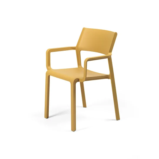 Stół CLIP 70 bianco/biały + 4 krzesła TRILL ARMCHAIR senape/żółty - Zdjęcie 3