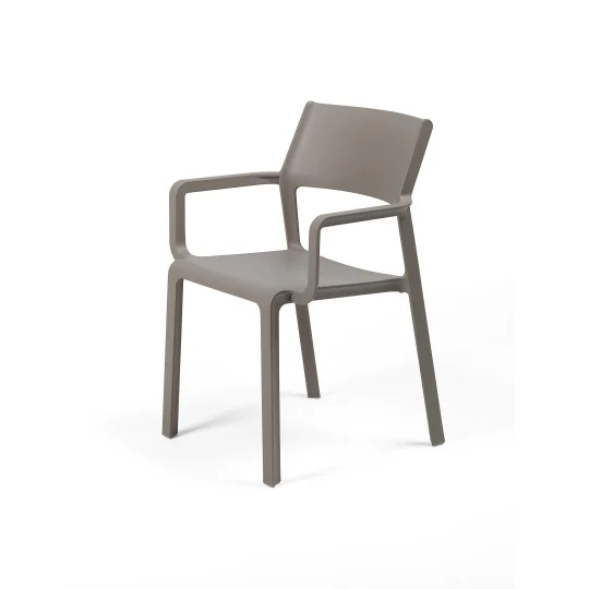 Stół CLIP 70 bianco/biały + 4 krzesła TRILL ARMCHAIR tortora/brązowy - Zdjęcie 3