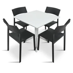Stół CLIP 70 biały + 4 krzesła TRILL BISTROT antracytowy