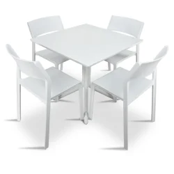 Stół CLIP 70 bianco/biały + 4 krzesła TRILL BISTROT bianco/biały