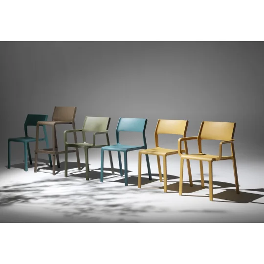 Stół CLIP 70 bianco/biały + 4 krzesła TRILL BISTROT ottanio/niebieski - Zdjęcie 5