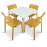 Stół CLIP 70 bianco/biały + 4 krzesła TRILL BISTROT senape/żółty