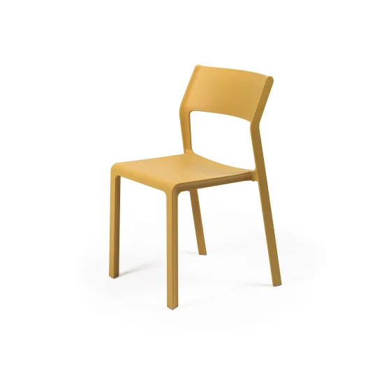 Stół CLIP 70 bianco/biały + 4 krzesła TRILL BISTROT senape/żółty - Zdjęcie 3