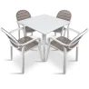 Stół CLIP 70 bianco/biały + 4 krzesła PALMA bianco tortora/biało brązowy
