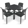 Stół CLIP 80 antracytowy + 4 krzesła BORA antracytowy