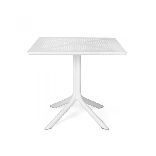 Stół CLIP 80 bianco/biały + 4 krzesła BORA bianco/biały - Zdjęcie 2