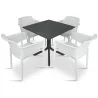Stół CLIP 80 antracytowy + 4 krzesła NET biały