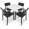 Stół CLIP 80 biały + 4 krzesła TRILL ARMCHAIR antracytowy