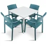 Stół CLIP 80 biały + 4 krzesła TRILL ARMCHAIR niebieski