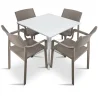 Stół CLIP 80 biały + 4 krzesła TRILL ARMCHAIR brązowy