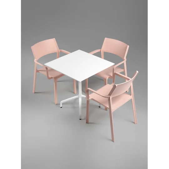 Stół CLIP 80 biały + 4 krzesła TRILL BISTROT /biało ciemnobrązowy - Zdjęcie 5