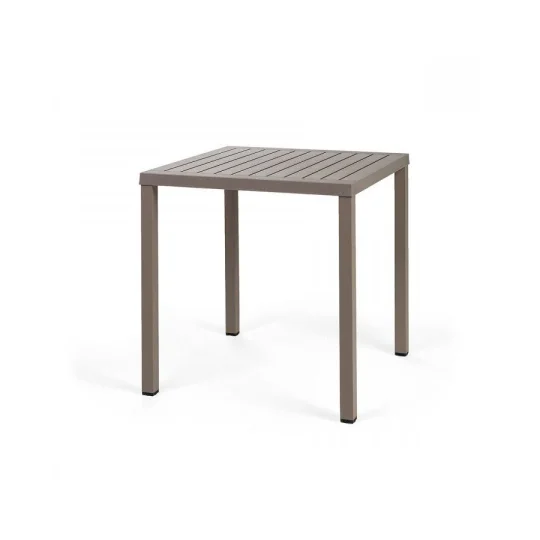 Stół CUBE 70 tortora/brązowy + 4 krzesła PALMA bianco tortora/biało brązowy - Zdjęcie 3