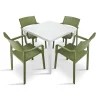 Stół CUBE 70 biały + 4 krzesła TRILL ARMCHAIR zielony