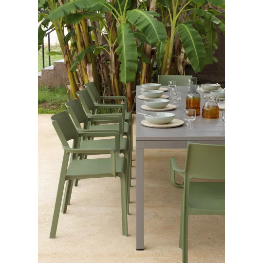 Stół CUBE 70 bianco/biały + 4 krzesła TRILL ARMCHAIR agave/zielony - Zdjęcie 6