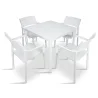 Stół CUBE 70 biały + 4 krzesła TRILL ARMCHAIR biały