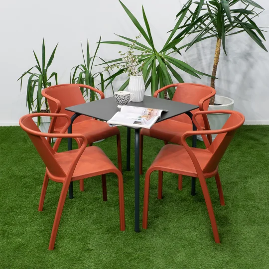 Stół Rodas 70 antracytowy + 4 krzesła FADO czerwony - Zdjęcie 9